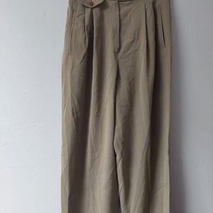 Burberry Pants Vintage Tan Wool Blend Women Size 6 Cuffed Workwear Slacks